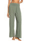 Along The Beach Women's Fabric Trousers Loose Fit Green