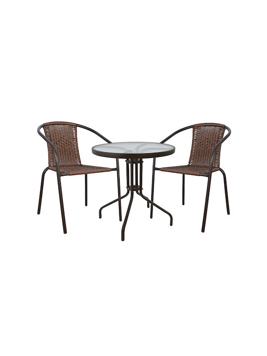 Set Dining for Small Outdoor Spaces Brown 3pcs