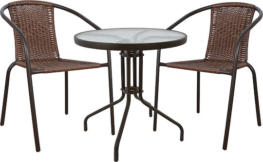 Garten- und Outdoor-Möbelsets Typsatz Speisesaal 3 Stücke Braun