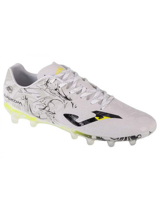 Joma Super Copa FG SUPS2402 Χαμηλά Ποδοσφαιρικά Παπούτσια με Τάπες Λευκά