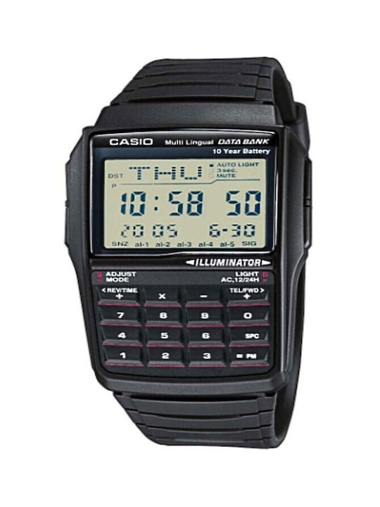 Casio Digital Uhr mit Schwarz Kautschukarmband