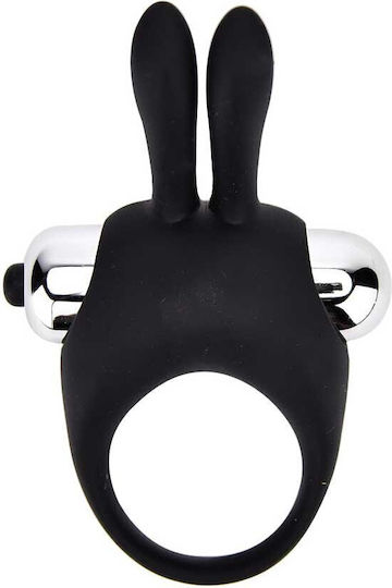 Joyrings Silicone Long Rabbit Vibrating Cock Ring Black By Loving Joy