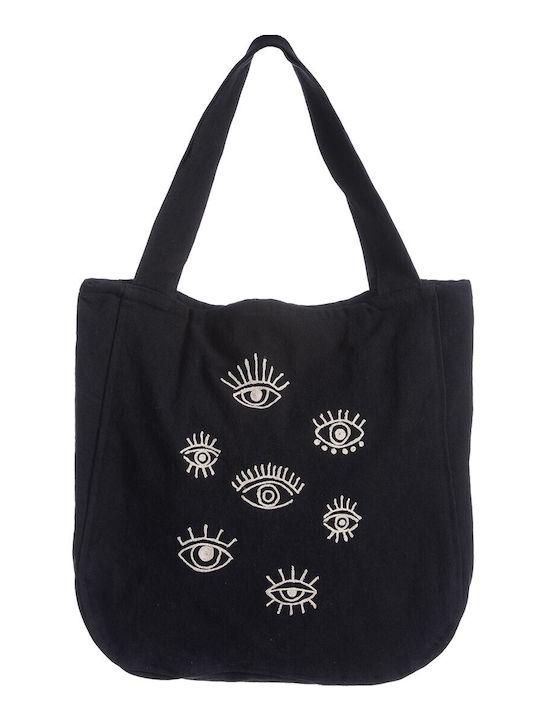 Nef-Nef Υφασμάτινη Τσάντα Θαλάσσης με σχέδιο Μάτι Μαύρη