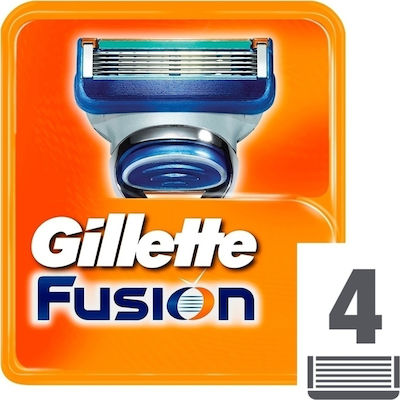 Gillette Fusion5 Manual Ανταλλακτικές Κεφαλές με 5 Λεπίδες & Λιπαντική Ταινία 4τμχ