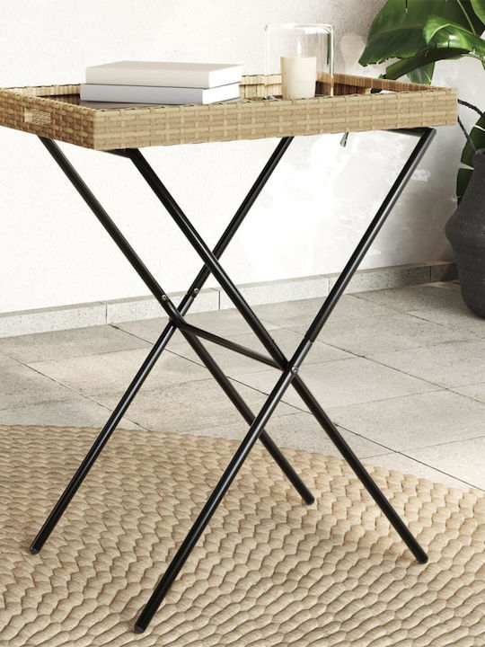 with Rattan Surface and Metal Frame Natural 65x40x75cm