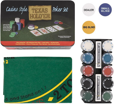 vidaXL Set 200 Poker Chips 40mm / 4gr with 2 Decks and Felt