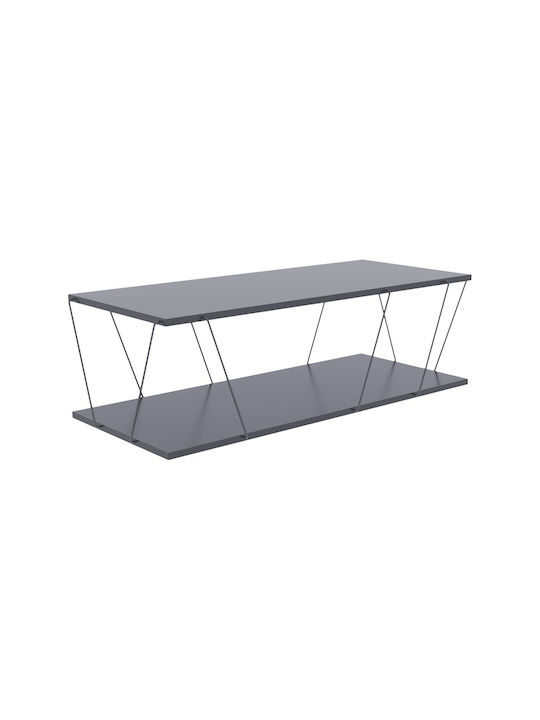 Rectangular Coffee Table Tars Γκρι-μαύρο L120xW48xH30cm