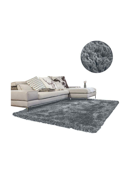 Dywan Wohnzimmer Shaggy 300x400 Dunkel Silber Uniwersalny