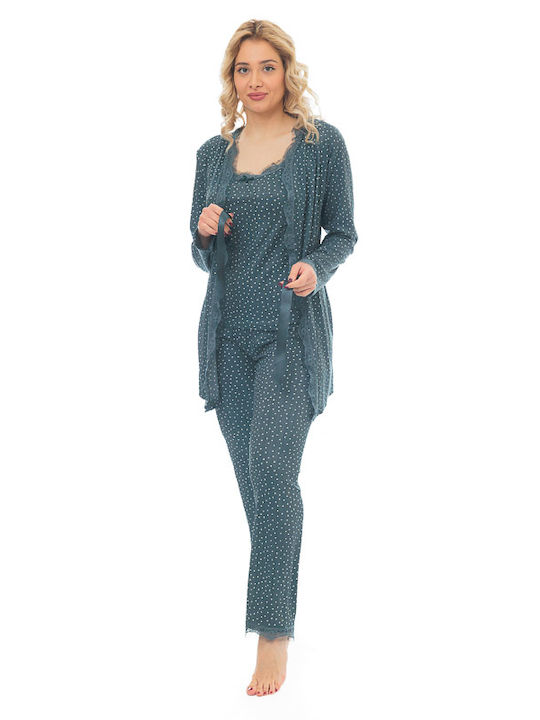 SNC Homewear Καλοκαιρινό Γυναικείο Σετ Πιτζάμας Πράσινο