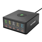 BlitzWolf Зарядна станция с 2 USB-A порта и 3 USB-C порта 160W Бързо зареждане 3.0 в Черно цвят (868H)