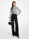 Women's Silky Long Sleeve Shirt Black / White