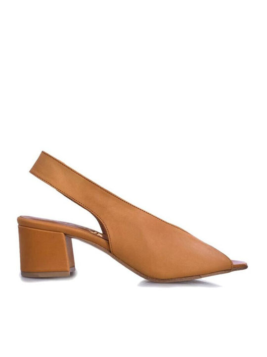 Gatzelis Shoes Leather Tabac Brown Heels