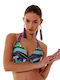 Bikini Τριγωνάκι D Cup με Ενίσχυση Floral Blue