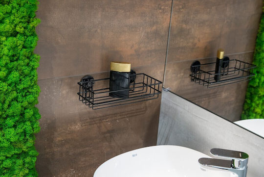 AWD Interior An Der Wand Montiertes Badezimmerregal Metallisch 25.7x25.7x12.5cm Schwarze