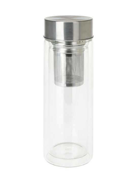 Excellent Houseware Flasche Wasser Glas mit Schraubverschluss Silber Excellent Houseware Flasche Wasser Glas mit Schraubverschluss Silber