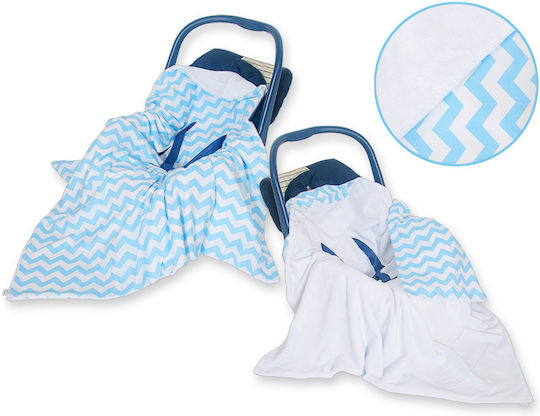 Doppelseitige Autositzdecke Babies Chevron Blau-weiß