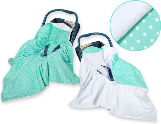 Double-sided Car Seat Blanket Babies White Dots On Mint