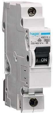 Hager 1-Pole Panel Push Switch 230V 20A