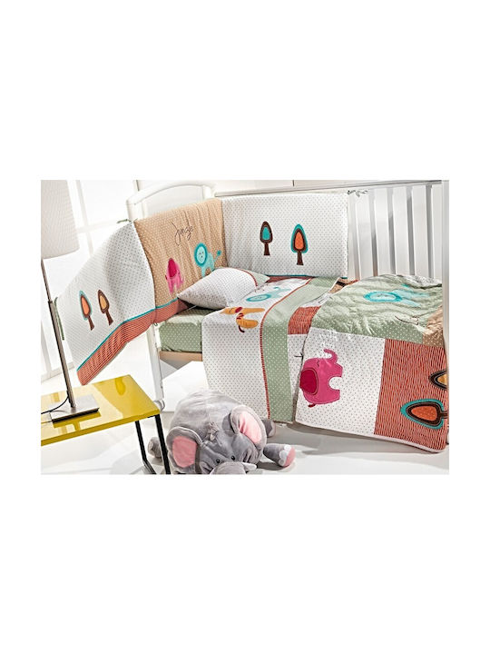 Set Lenjerii De Patut Bebe Pentru Patut Din Bumbac Zooland Verzi 120x170cm 3 Bucăți zooland120