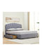 Ariel King Size Bed Upholstered with Gray Fabric for 200x160cm Mattress E8116,1