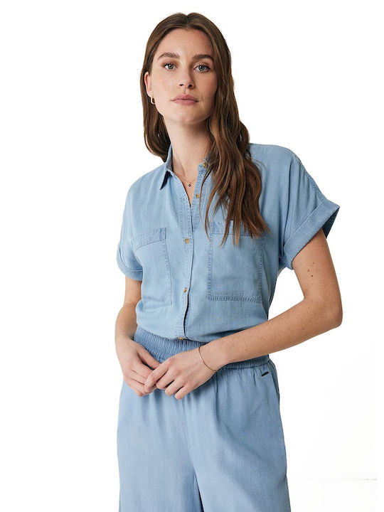 Mexx Langärmelig Damen Denim Hemd Blau