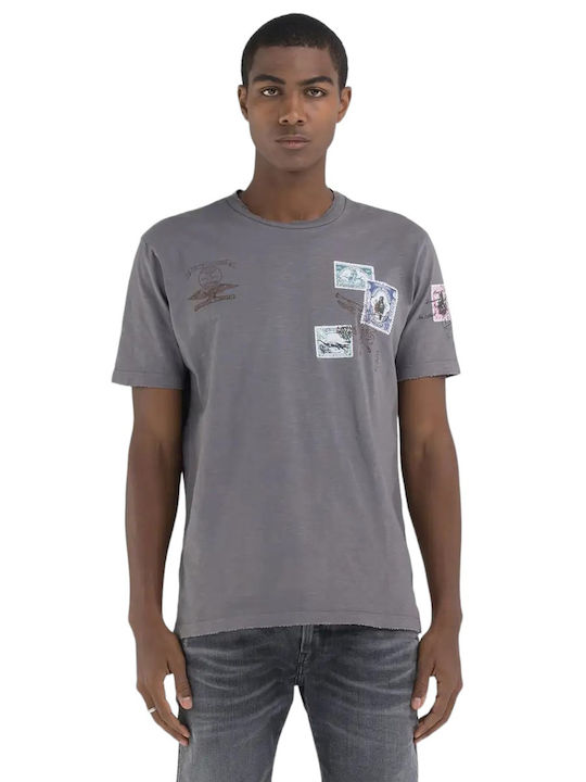 Replay T-shirt Bărbătesc cu Mânecă Scurtă Grey