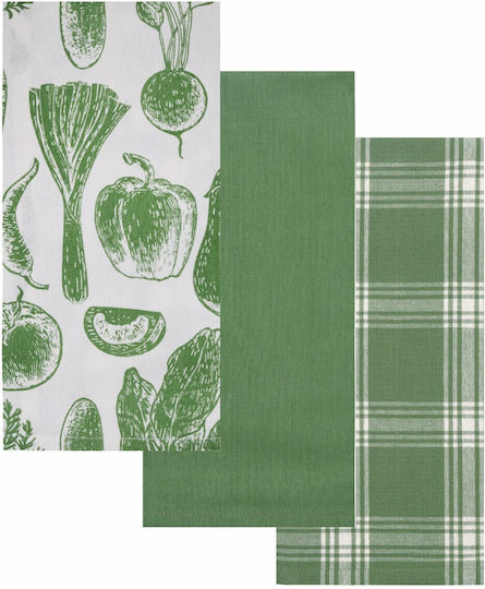 Kentia Fazzy Towel from 100% Cotton in Green Color 40x60cm 3pcs