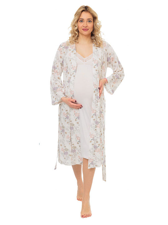 Monamise Nightgown for Maternity Hospital & Breastfeeding Pink