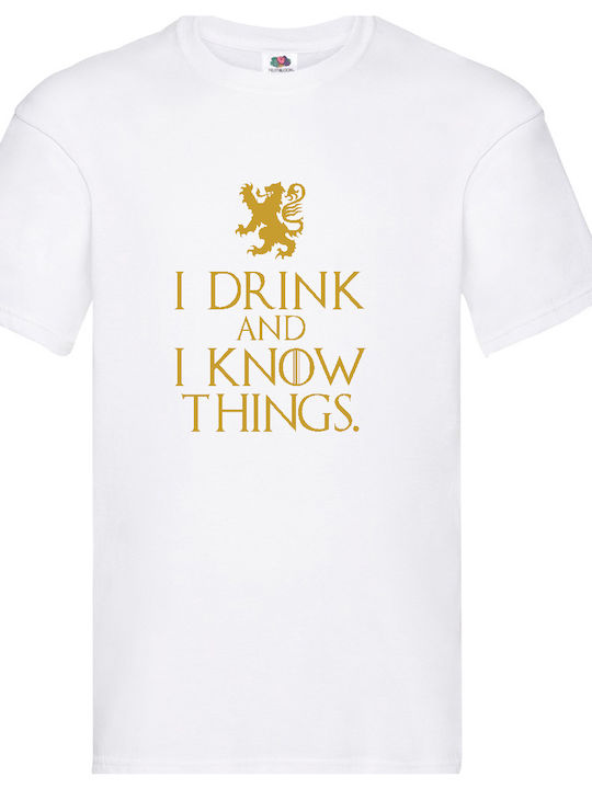 Fruit of the Loom Game Of Thrones I Drink And I Know Things T-shirt White Cotton