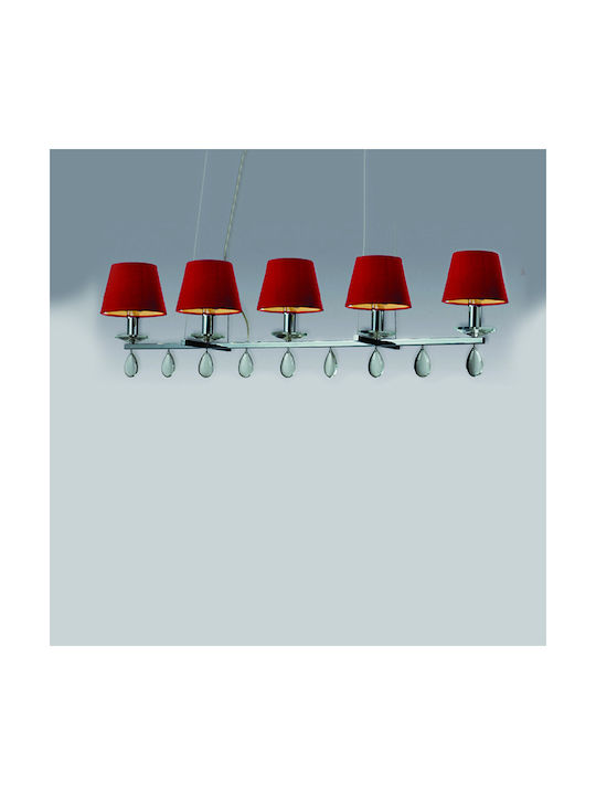 Aca Pendant Light Rail for Socket E14, E.14 Red