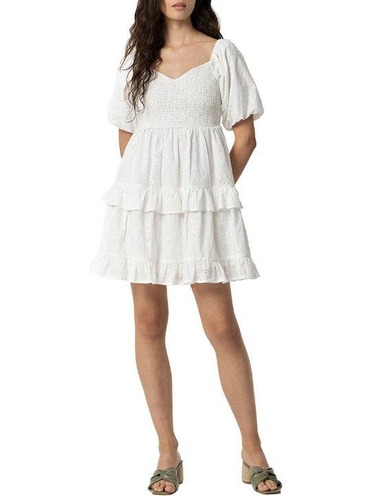 Tiffosi Mini Dress with Ruffle White