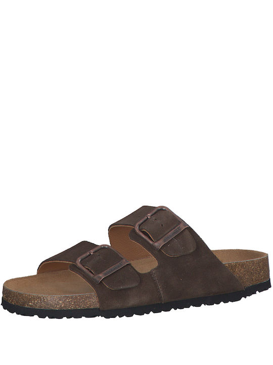 Tamaris Leather Women's Flat Sandals in Brown Color