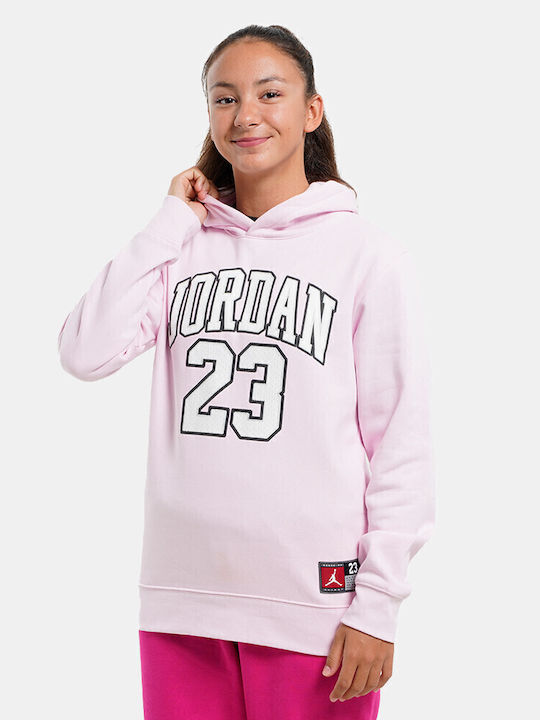 Fleece Kids Sweatshirt with Hood and Pockets Pink Foam