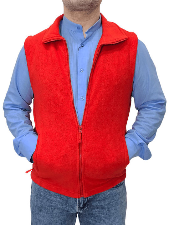 Roly Ανδρικό Γιλέκο Εργασίας με Επένδυση Fleece Κόκκινο