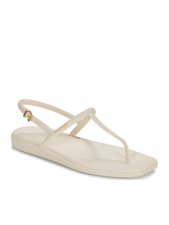 Crocs Miami Leather Women's Flat Sandals in Bei...