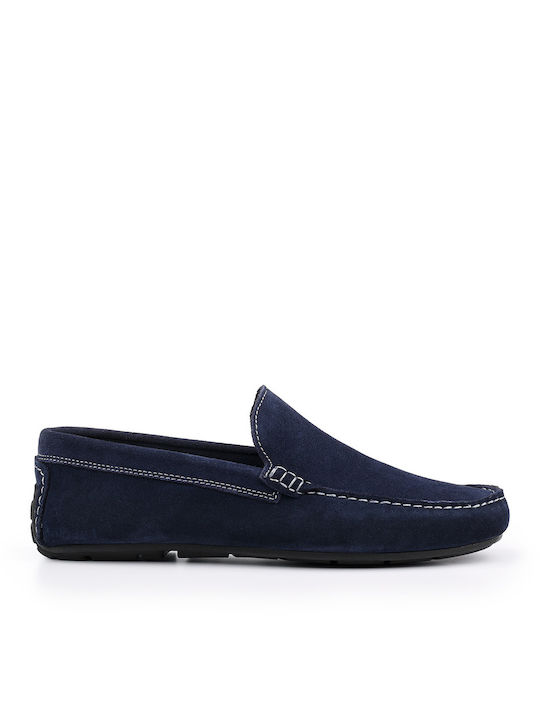 Freemood Men's Leather Moccasins Blue