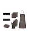 vidaXL Apron with Kitchen Towel Black