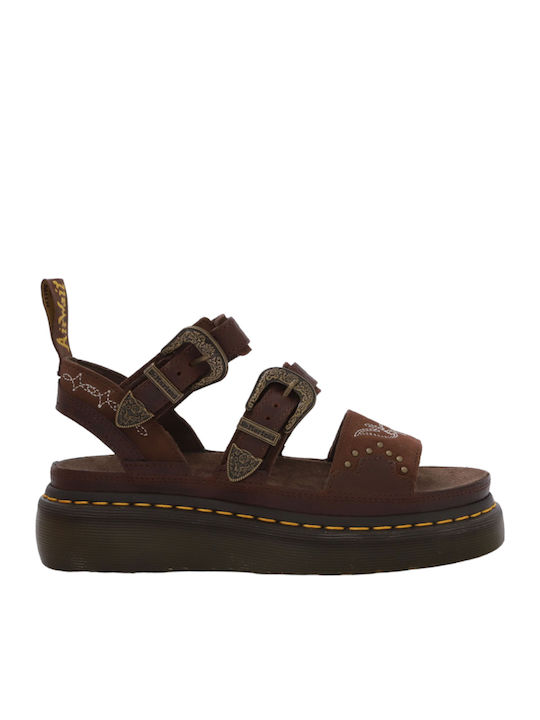 Gryphon Quad Women's Flat Sandals with Strap in Brown Color