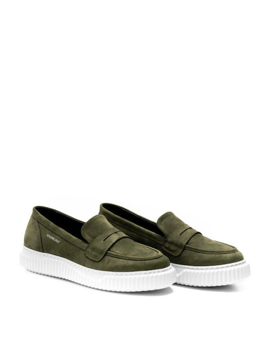 Fenomilano Men's Leather Moccasins Green