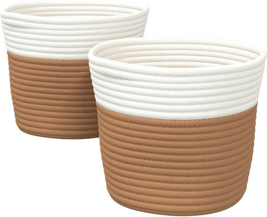 vidaXL Καλάθι Αποθήκευσης Υφασμάτινο Καφέ 24x24x18cm 2τμχ