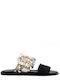 Philippe Lang Leather Women's Sandals Black Animal Print