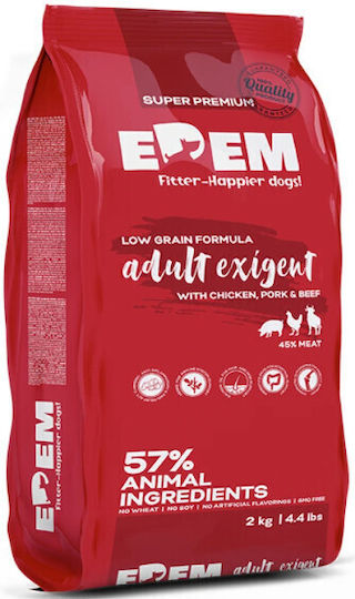 Edem 2kg Hrană Uscată pentru Câini Adulţi cu Pui, Carne de porc, Carne de vită, Carne, Legume și Ton
