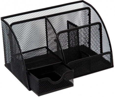 Metalic Organizator de birou în Culoare Negru 1buc 13x14x22cm