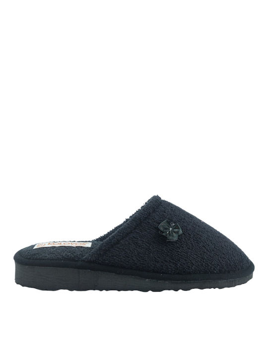 Kolovos Closed Terry Women's Slippers in Black color