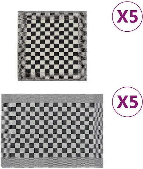 vidaXL Prosop din 100% Bumbac în Culoarea Negru 10buc