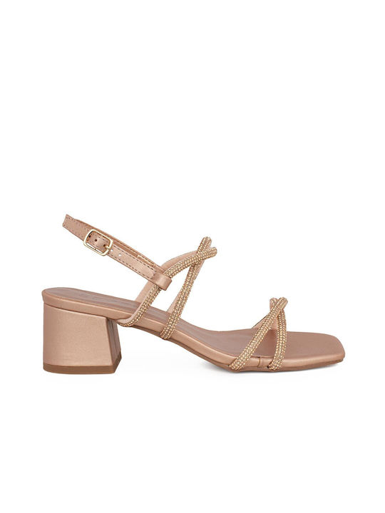 Seven Women's Sandals Pink/Gold with Medium Heel