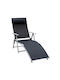Liegestuhl Metallisch Relax mit Kissen Schwarz 178x63.5x33cm.