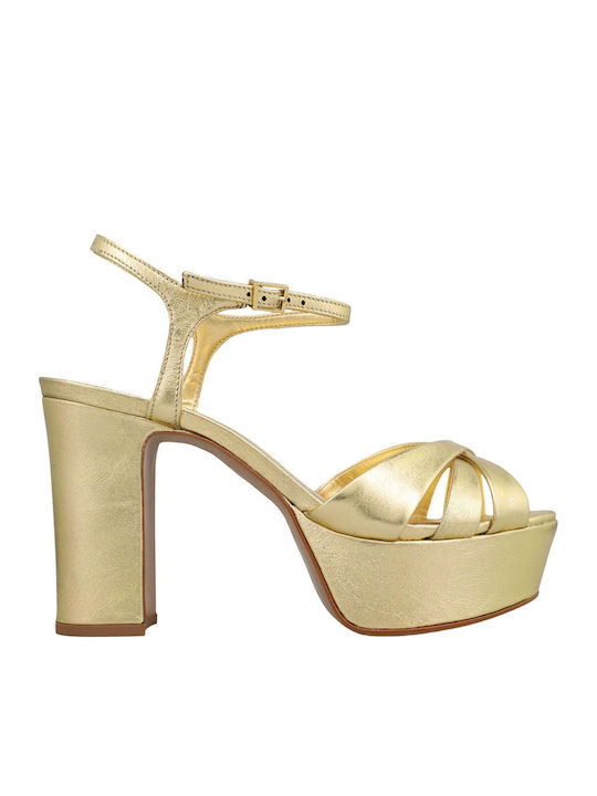 Schutz Leder Sandalen Gold