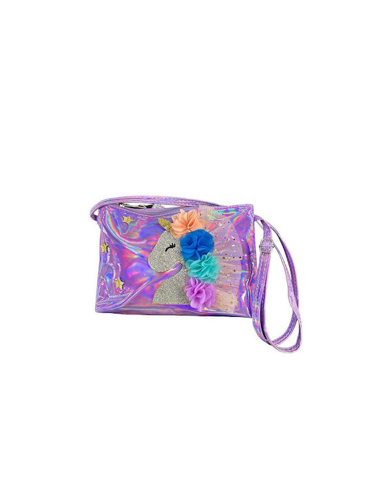 Sac de umăr pentru copii Unicorn Iridescent Lilac 16x20x7cm