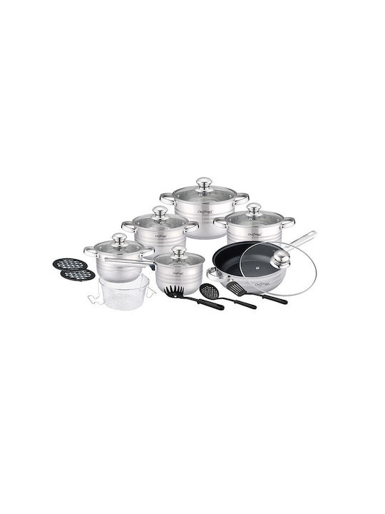 Cheffinger Set de vase de gătit din oțel inoxidabil Argint 18buc